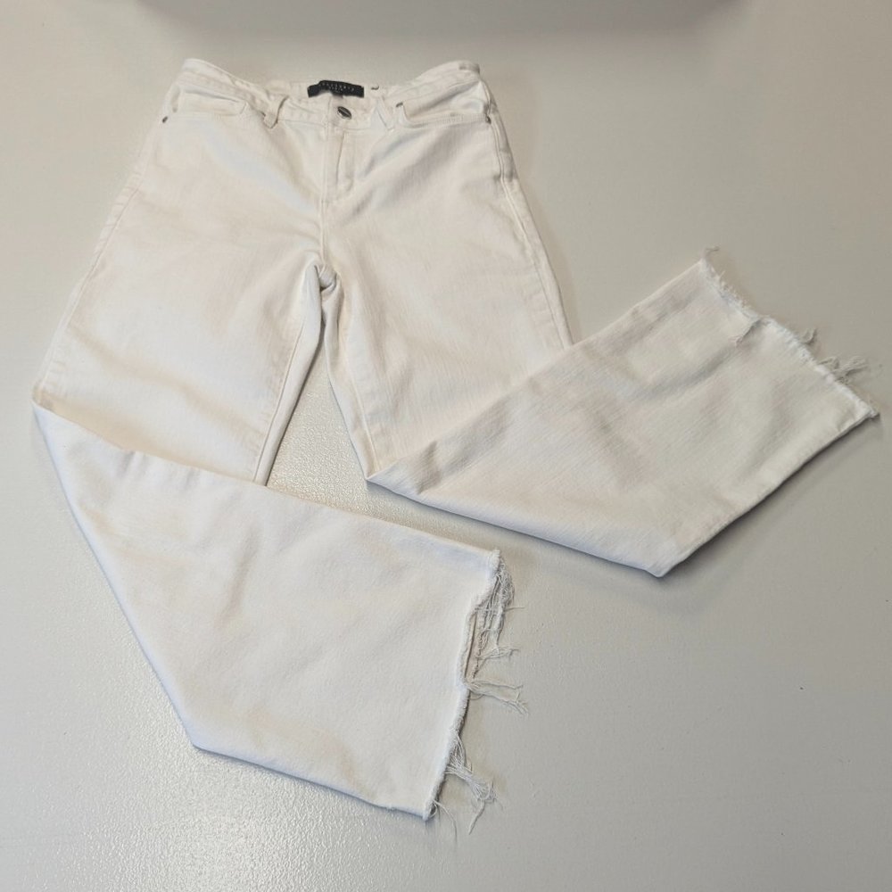 Sanctuary Denim Size 26 White Wide Legged Jeans High-Waist Frayed Hems
